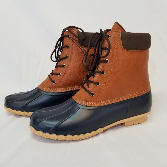 Weatherproof Adam Duck Boots Tan Navy 11M - Picture 3 of 16